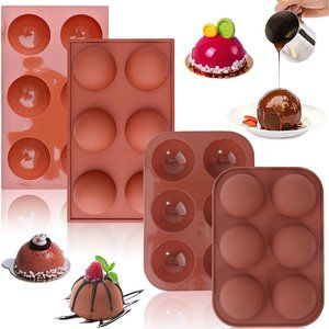 4 Packs Large Semi Sphere Silicone Mold 6 Cavity
